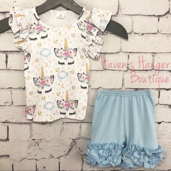 Baby Girl 2pc. 🦄 Unicorn 🦄 Shorts Set - Picture 3 of 8